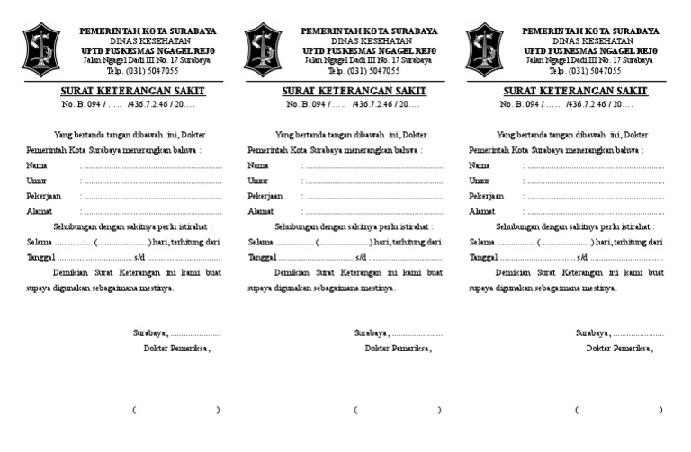 Detail Surat Keterangan Sakit Surabaya Nomer 4