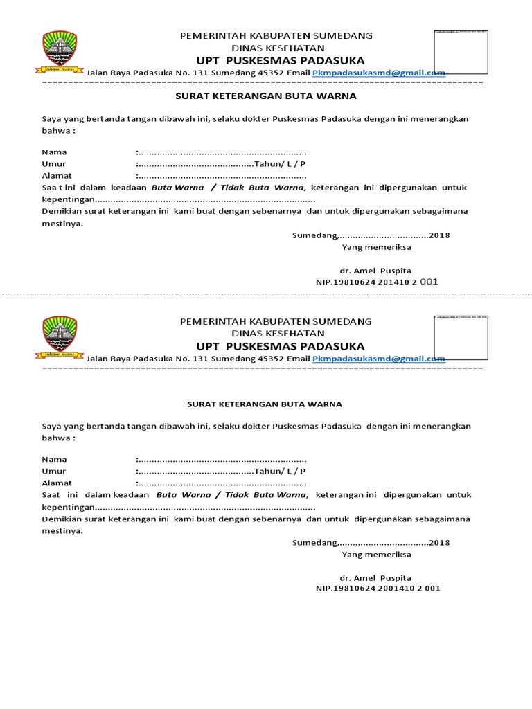 Detail Surat Keterangan Sehat Dan Tidak Buta Warna Nomer 20