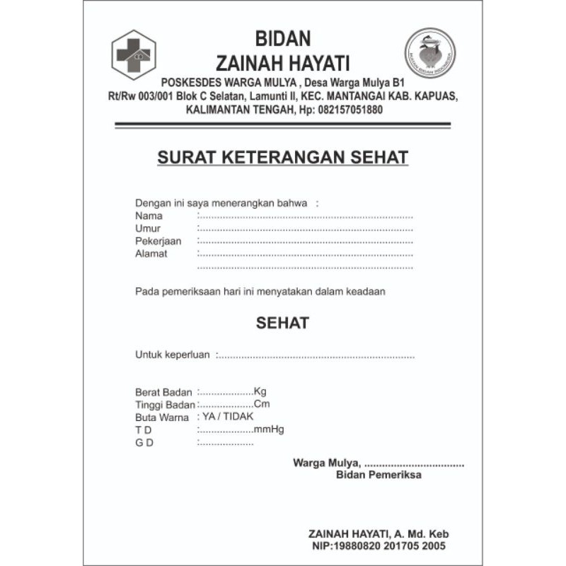 Detail Surat Keterangan Sehat Dari Bidan Nomer 12