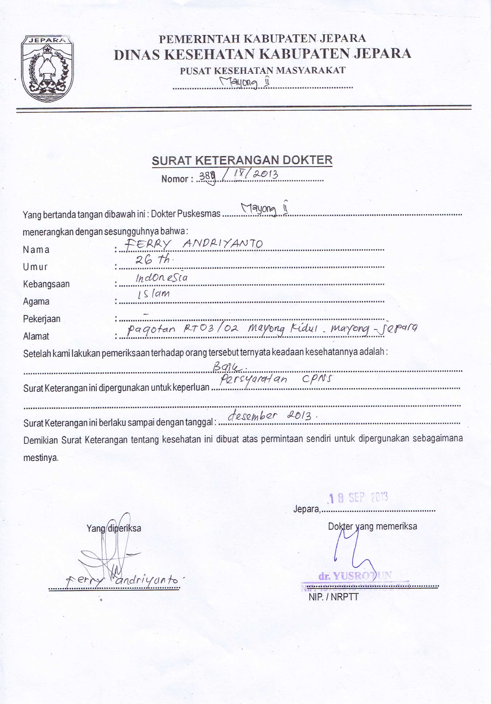 Detail Surat Keterangan Sehat Dari Dokter Nomer 23