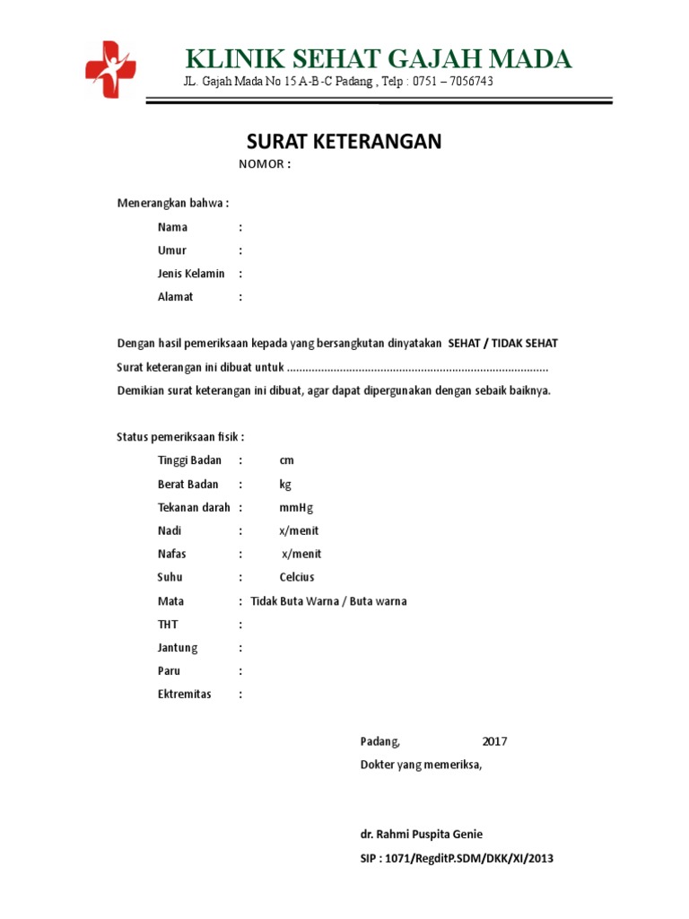 Detail Surat Keterangan Sehat Dari Klinik Nomer 21