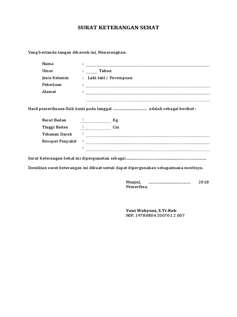 Detail Surat Keterangan Sehat Doc Nomer 4