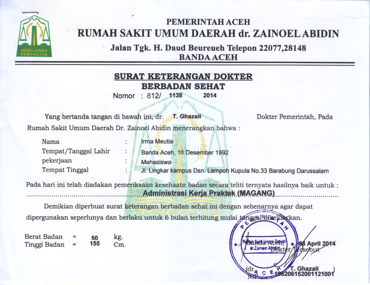 Detail Surat Keterangan Sehat Doc Nomer 38