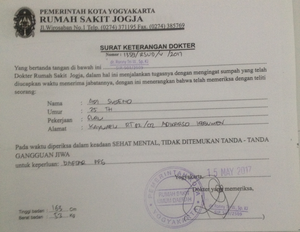 Detail Surat Keterangan Sehat Jasmani Dan Rohani Nomer 12