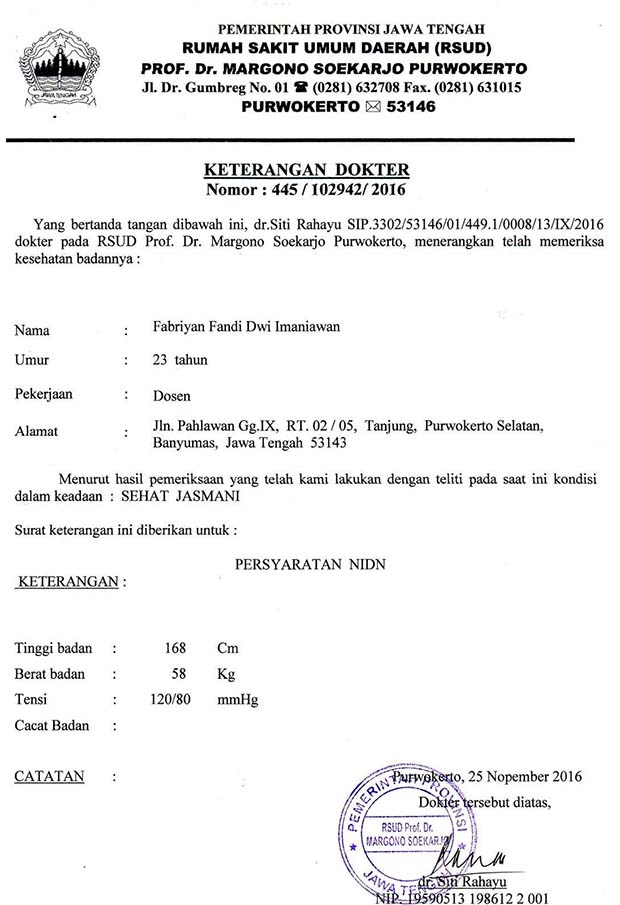 Detail Surat Keterangan Sehat Jasmani Dan Rohani Nomer 40