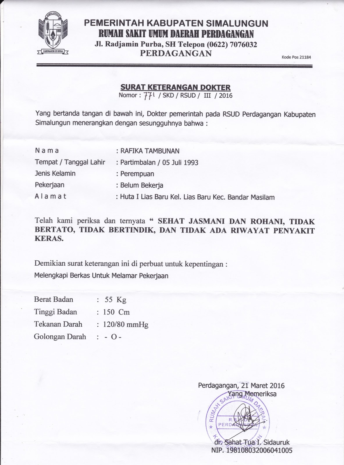 Detail Surat Keterangan Sehat Jasmani Dan Rohani Nomer 8