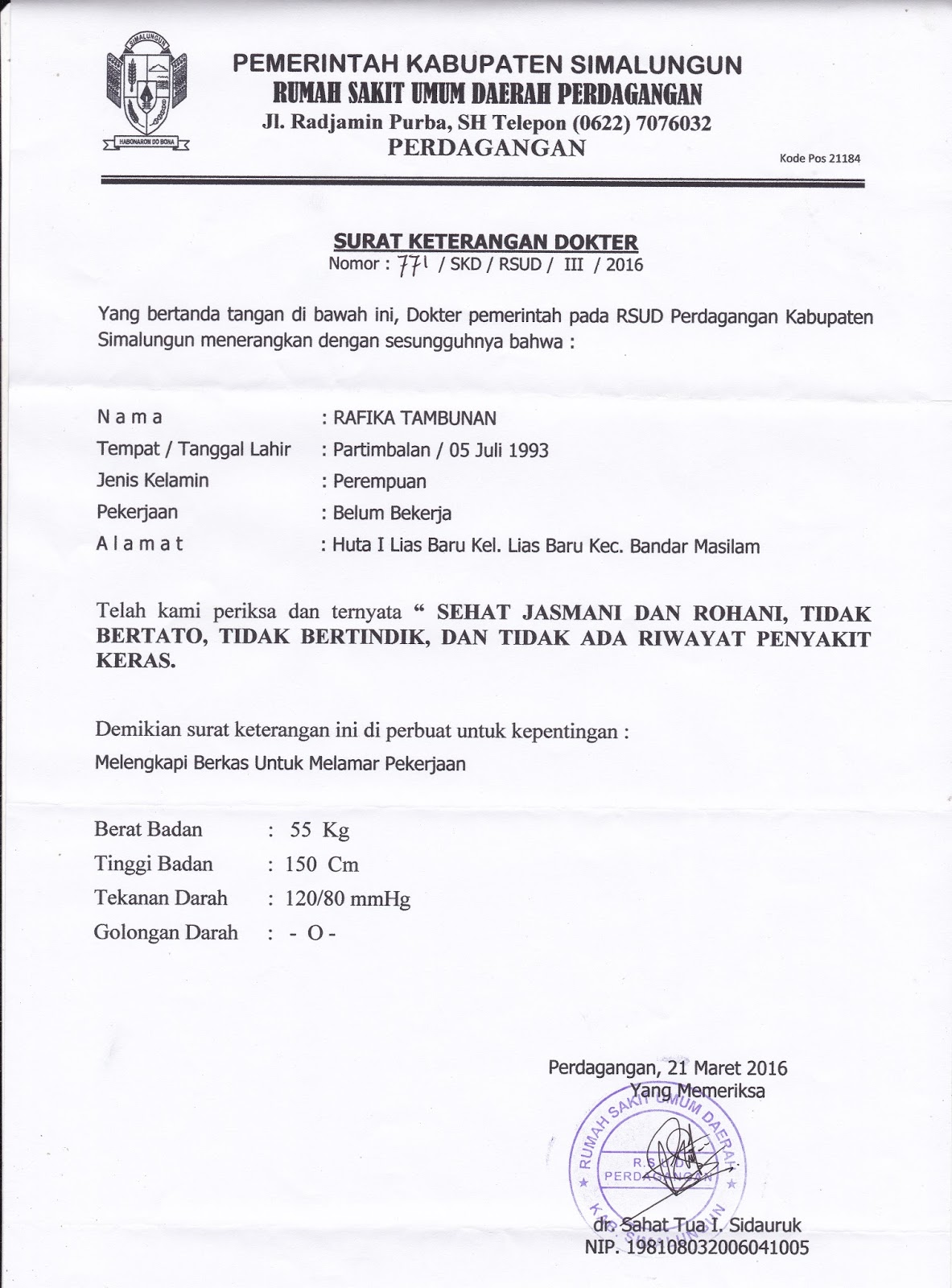 Detail Surat Keterangan Sehat Surabaya Nomer 13