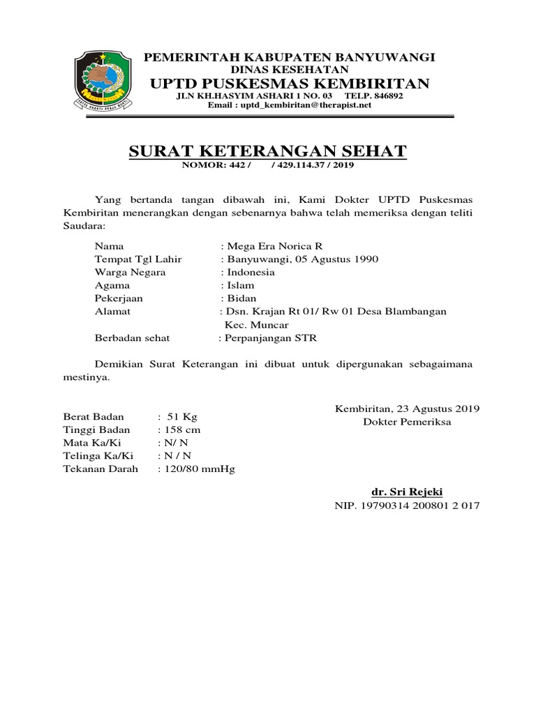 Detail Surat Keterangan Sehat Word Nomer 44