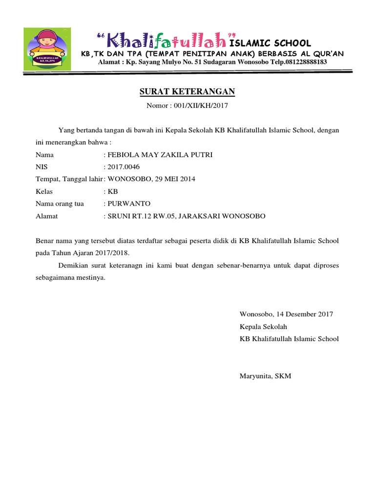 Download Surat Keterangan Siswa Nomer 40