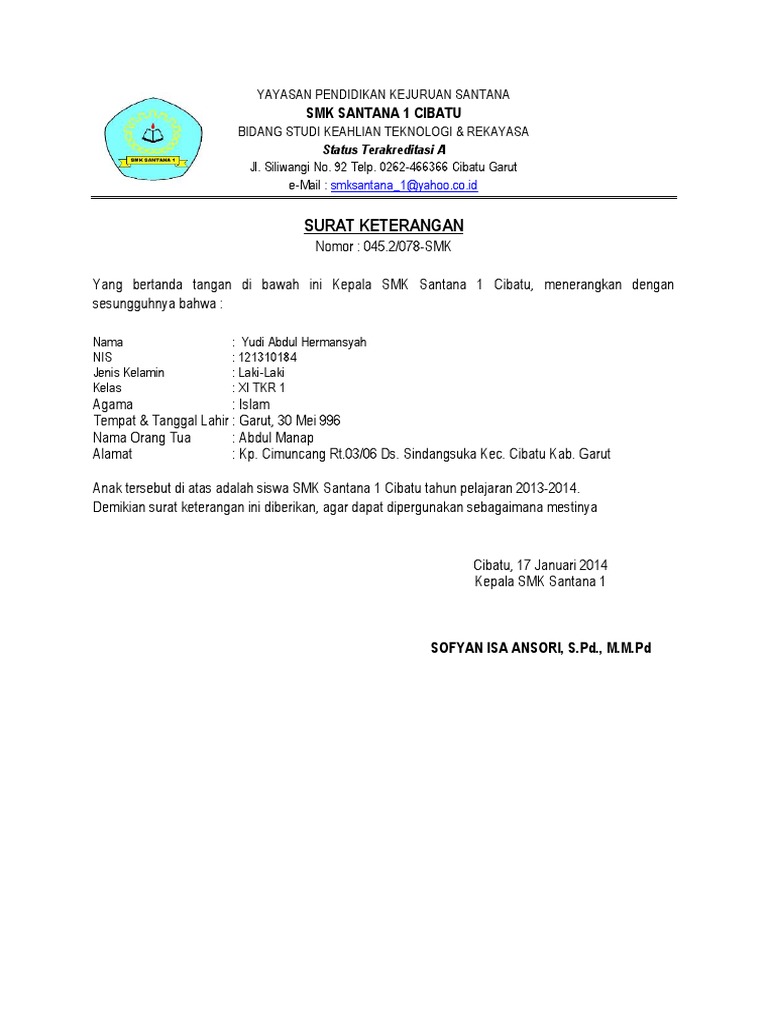 Detail Surat Keterangan Siswa Nomer 46