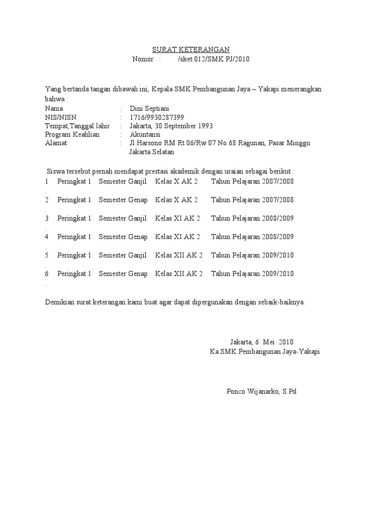 Detail Surat Keterangan Siswa Nomer 54