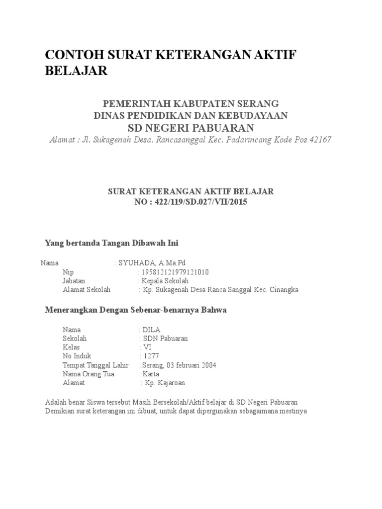 Detail Surat Keterangan Siswa Nomer 6