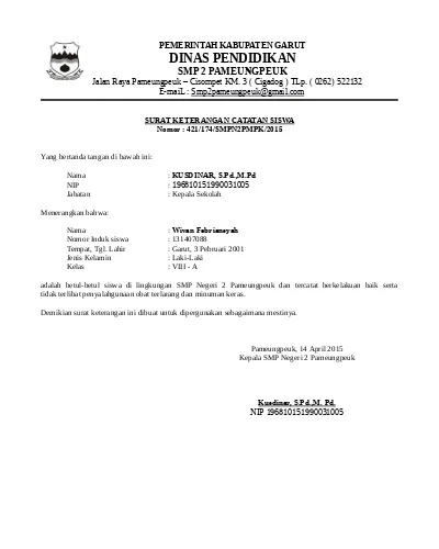 Detail Surat Keterangan Siswa Berprestasi Nomer 26