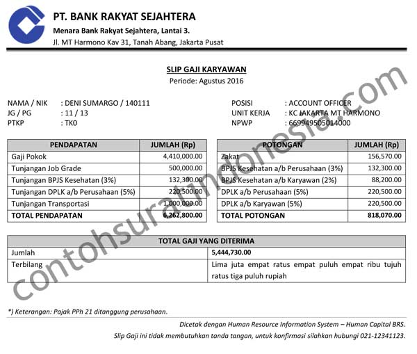 Detail Surat Keterangan Slip Gaji Nomer 55