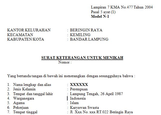 Detail Surat Keterangan Sudah Menikah Nomer 25