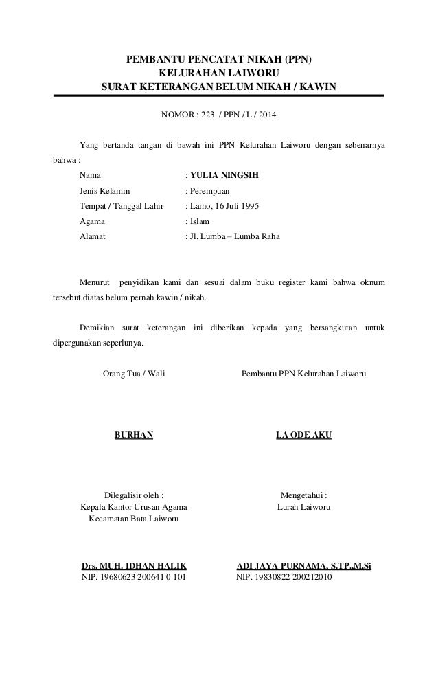 Detail Surat Keterangan Sudah Menikah Nomer 31