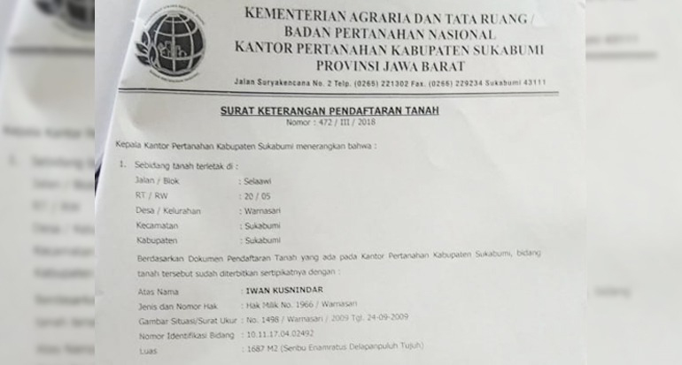 Detail Surat Keterangan Tanah Nomer 44