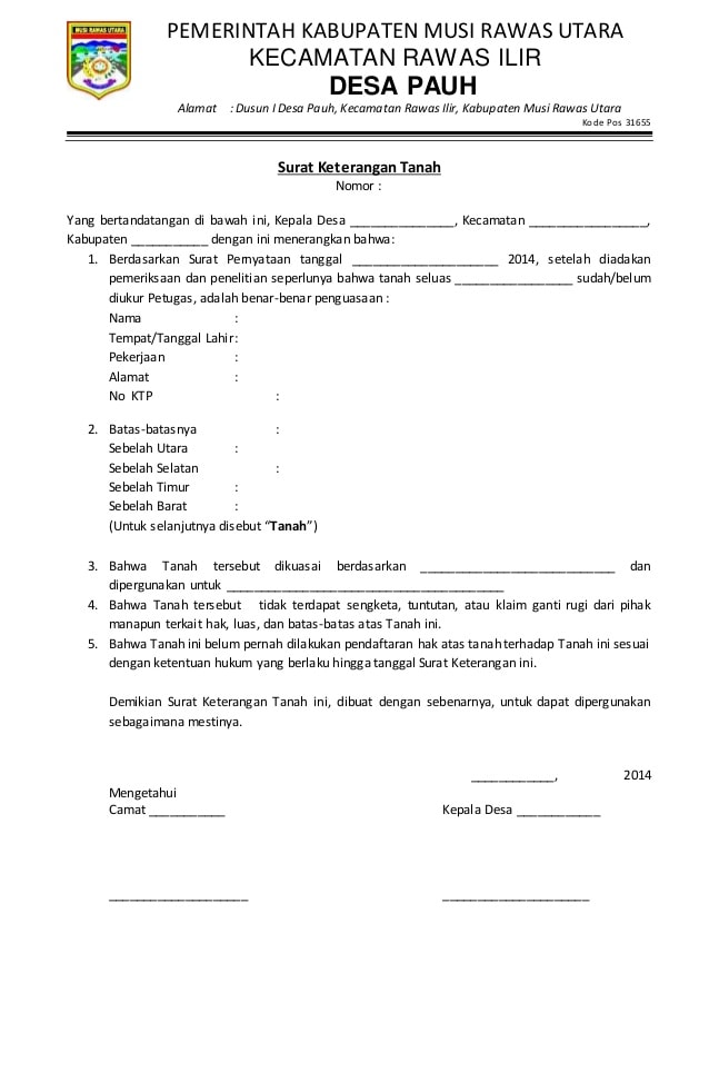 Detail Surat Keterangan Tanah Dari Kepala Desa Nomer 36