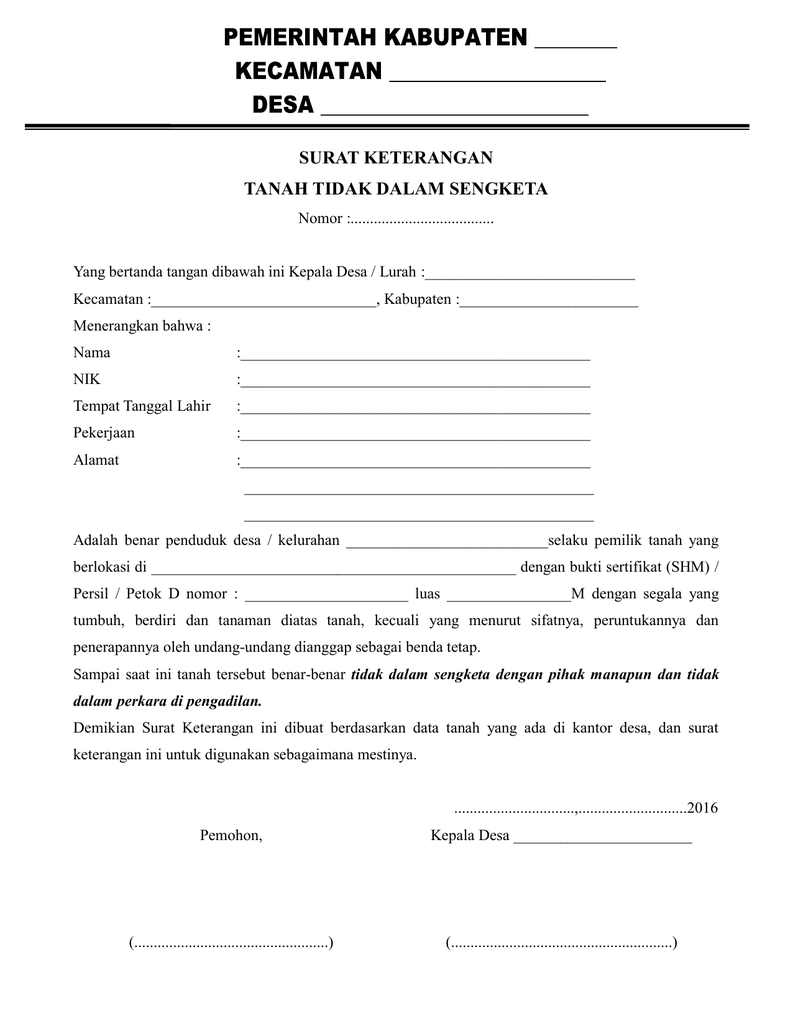 Detail Surat Keterangan Tanah Dari Kepala Desa Nomer 42