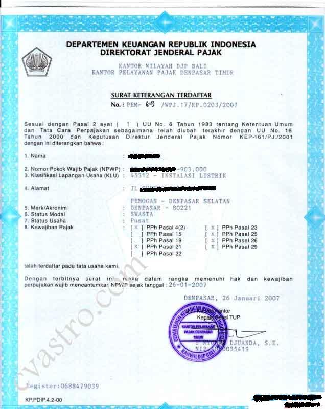 Detail Surat Keterangan Terdaftar Nomer 22