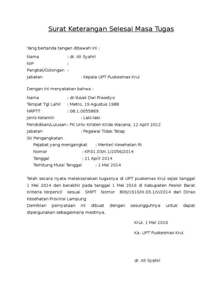 Detail Surat Keterangan Tugas Nomer 33