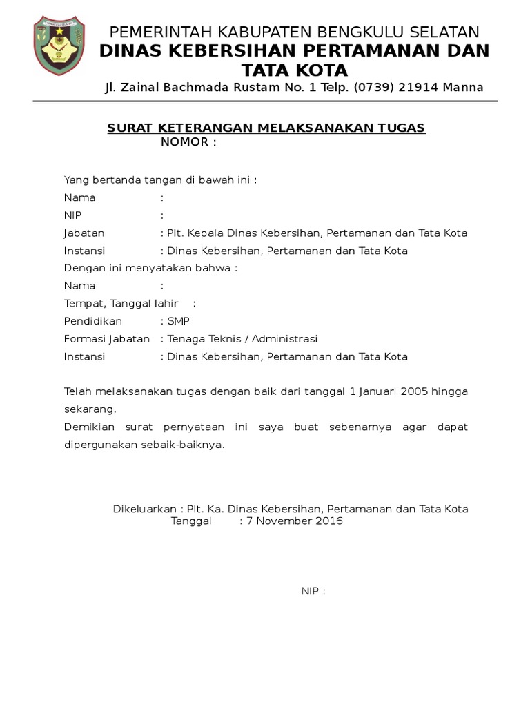 Detail Surat Keterangan Tugas Nomer 45