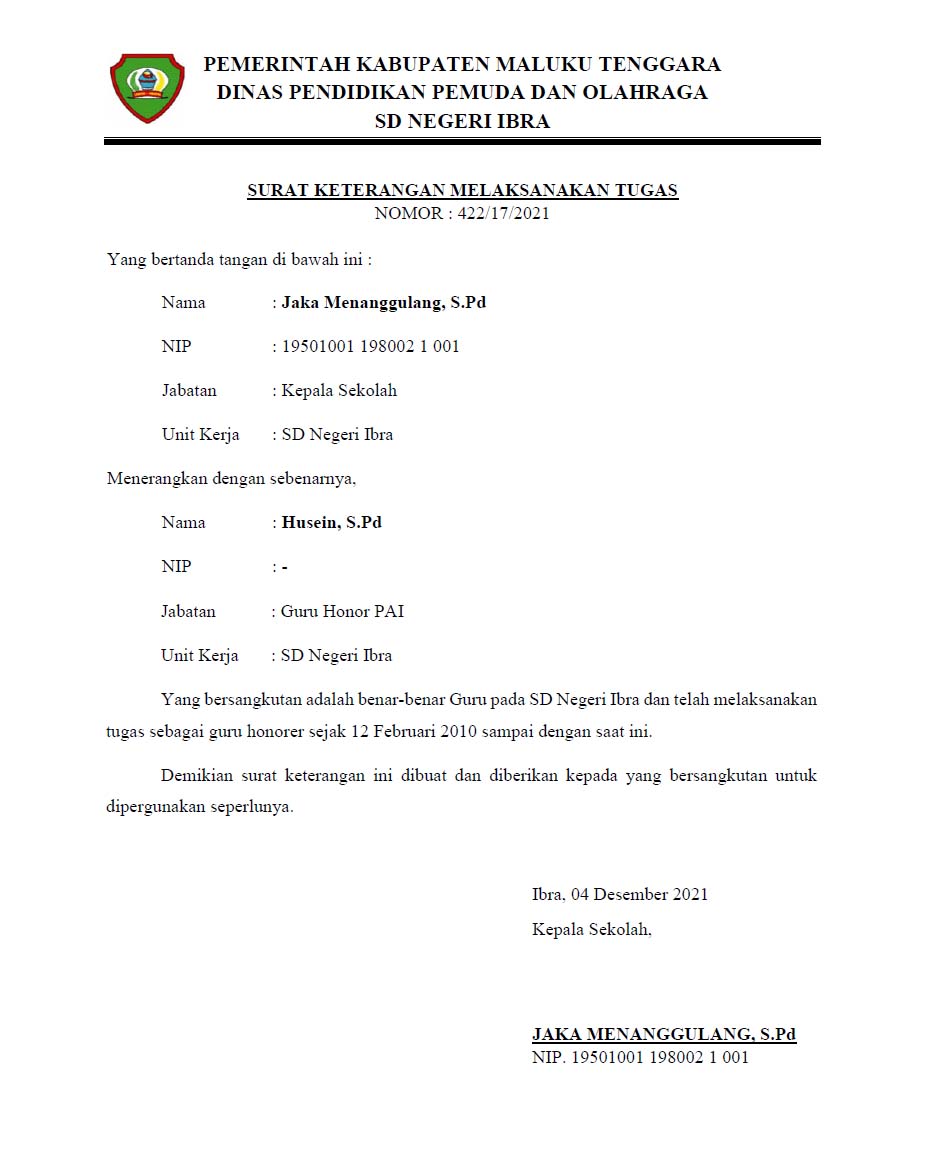 Detail Surat Keterangan Tugas Nomer 9