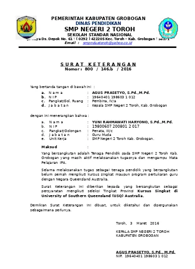 Detail Surat Keterangan Tugas Nomer 10