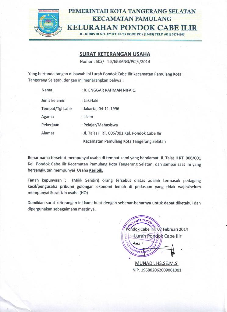 Detail Surat Keterangan Usaha Dari Kelurahan Nomer 30