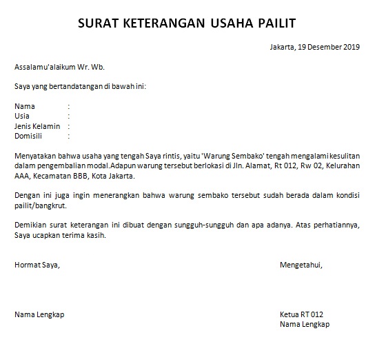 Detail Surat Keterangan Usaha Dari Lurah Nomer 44