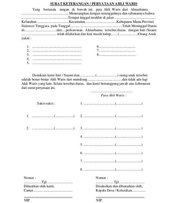 Detail Surat Keterangan Waris Nomer 8