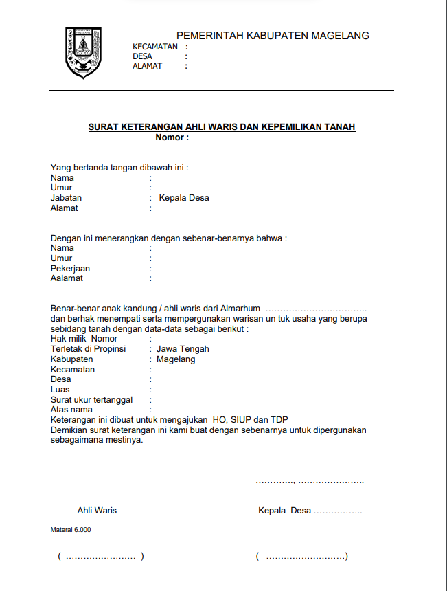 Detail Surat Keterangan Waris Dari Desa Nomer 8