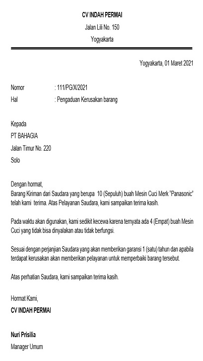 Detail Surat Klaim Dan Penyelesaian Klaim Nomer 7