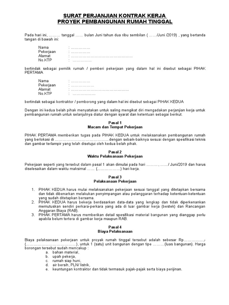 Detail Surat Kontrak Kerja Proyek Nomer 16