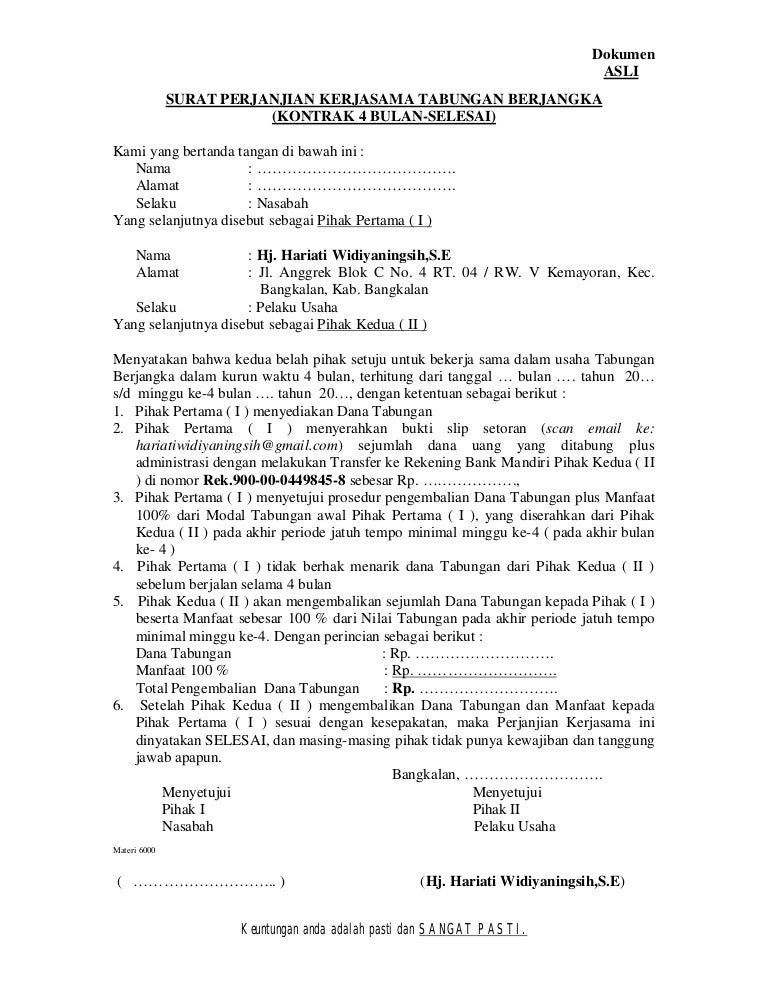 Detail Surat Kontrak Kerjasama Nomer 18