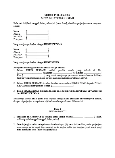 Detail Surat Kontrak Ruko Nomer 26