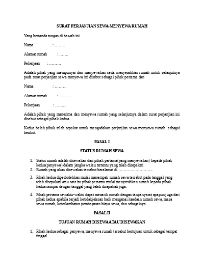 Detail Surat Kontrak Rumah Nomer 26