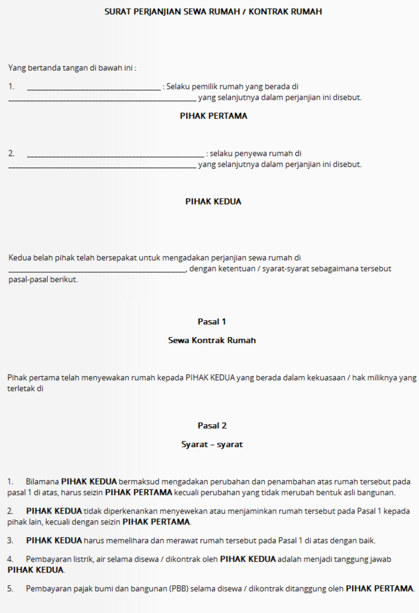 Detail Surat Kontrak Rumah Nomer 53