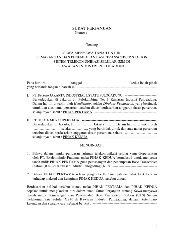 Detail Surat Kontrak Tanah Nomer 18