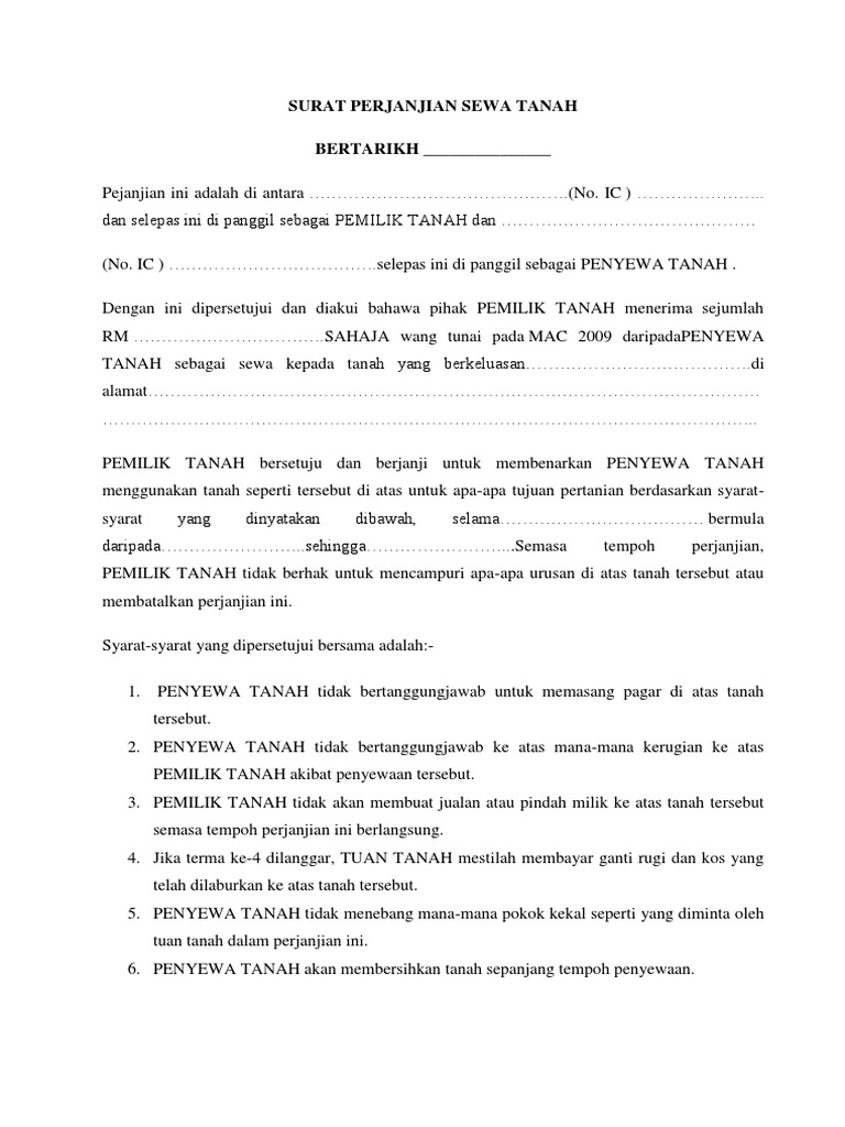 Detail Surat Kontrak Tanah Nomer 31