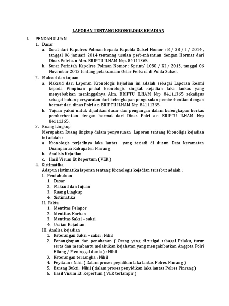 Detail Surat Kronologi Kejadian Nomer 22