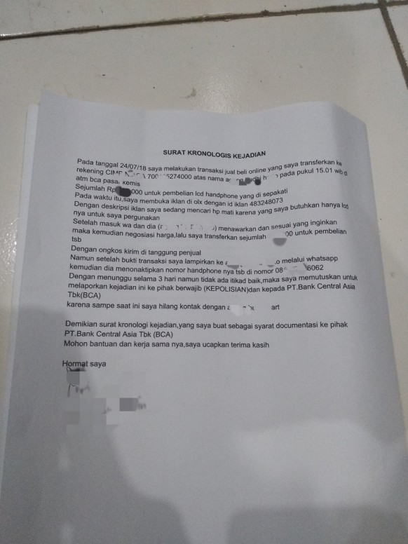 Detail Surat Kronologi Kejadian Nomer 29