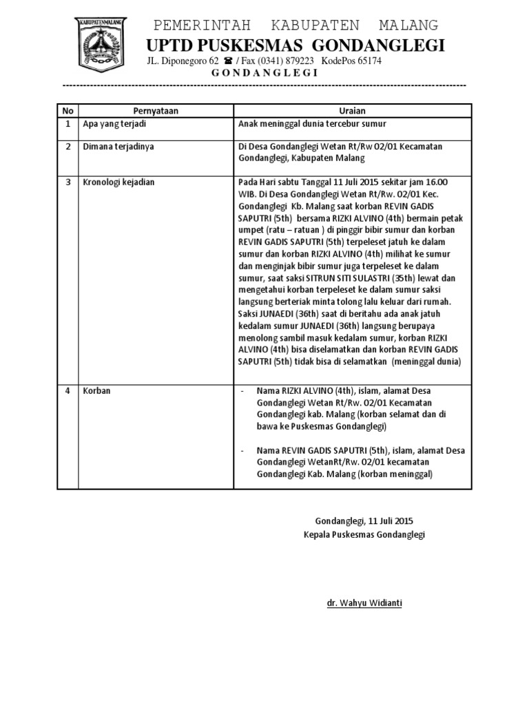 Detail Surat Kronologi Kejadian Nomer 47