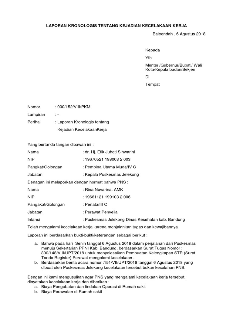 Detail Surat Kronologi Kejadian Nomer 54