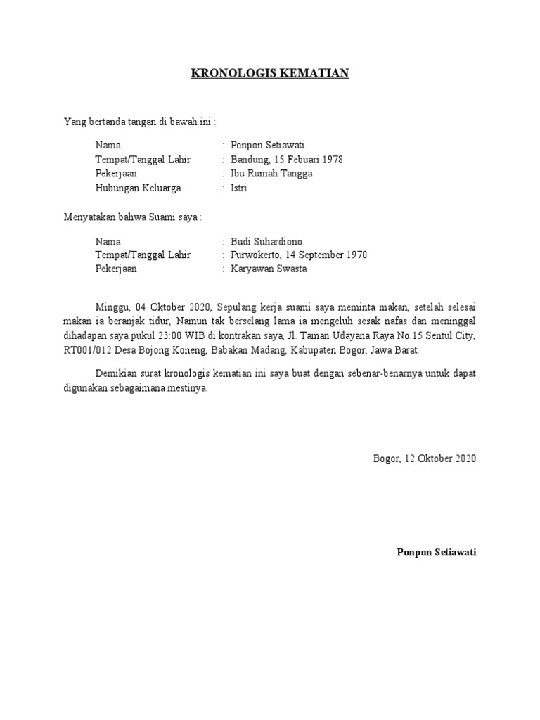 Surat Kronologis Kematian - KibrisPDR