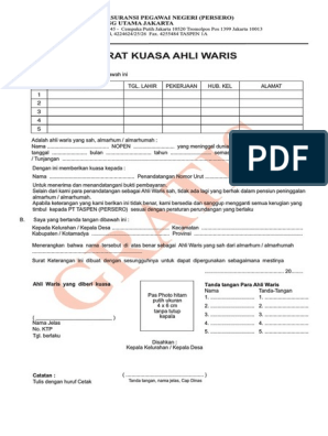 Detail Surat Kuasa Ahli Waris Nomer 12