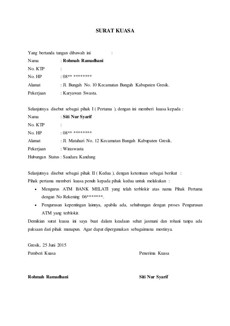 Detail Surat Kuasa Bank Nomer 13