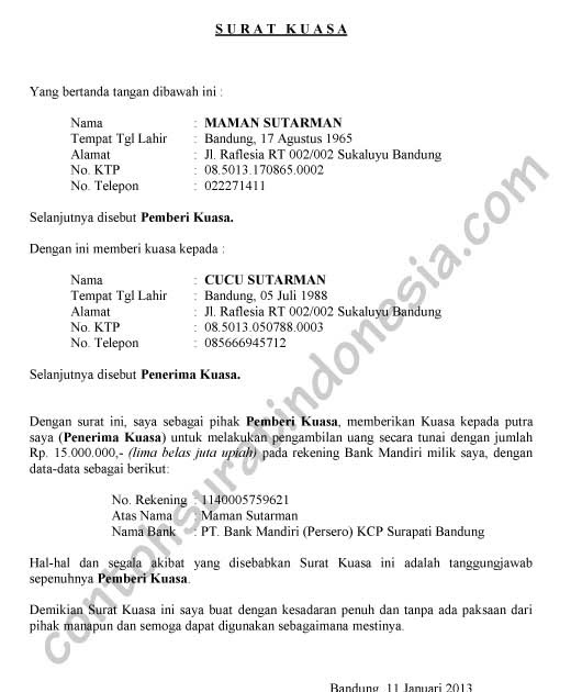 Detail Surat Kuasa Bank Nomer 45