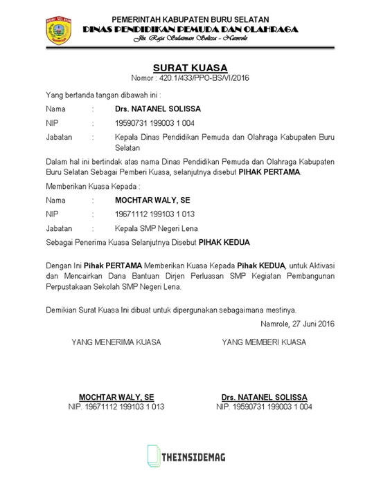 Detail Surat Kuasa Formal Nomer 8