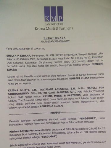 Detail Surat Kuasa Gugatan Cerai Nomer 8